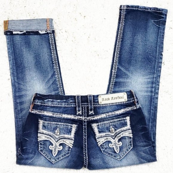 Rock Revival Denim - Rock Revival Ruella Easy Capri Jean's.  Size 26.
